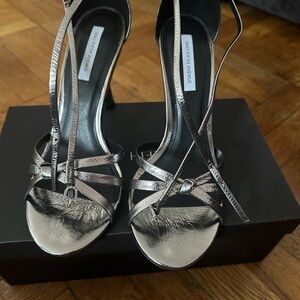 Saks Fifth Avenue Silver Strappy Heels